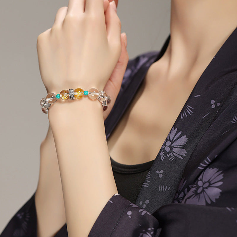 Buddha Stones 925 Sterling Silver Chinese Zodiac Natal Buddha Auspicious Groups White Crystal Hetian Jade Healing Bracelet - image 11