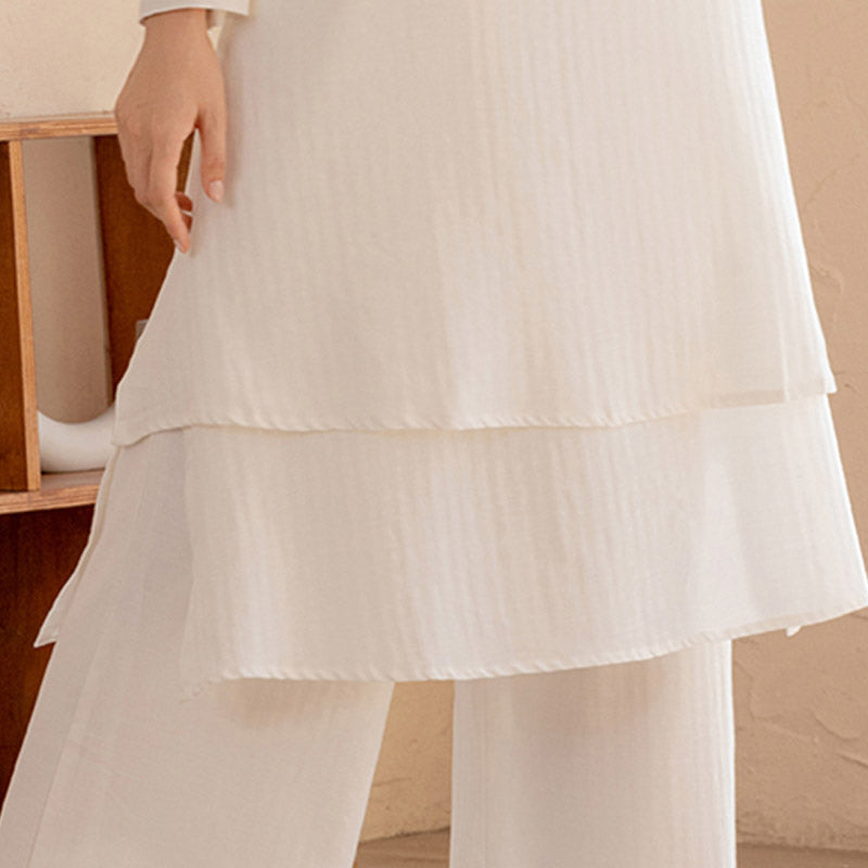 Buddha Stones 2Pcs Simple Design Tai Chi Meditation Yoga Clothing Top Pants Women's Set - image 7