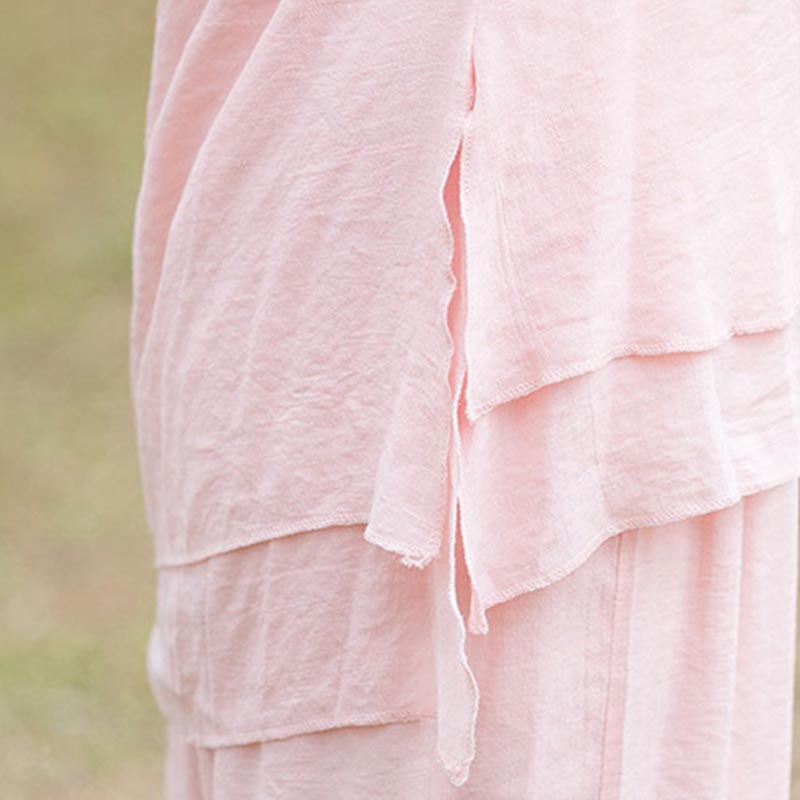 Buddha Stones 2Pcs Plain Design Top Pants Meditation Yoga Zen Tai Chi Cotton Linen Clothing Women's Set - image 9