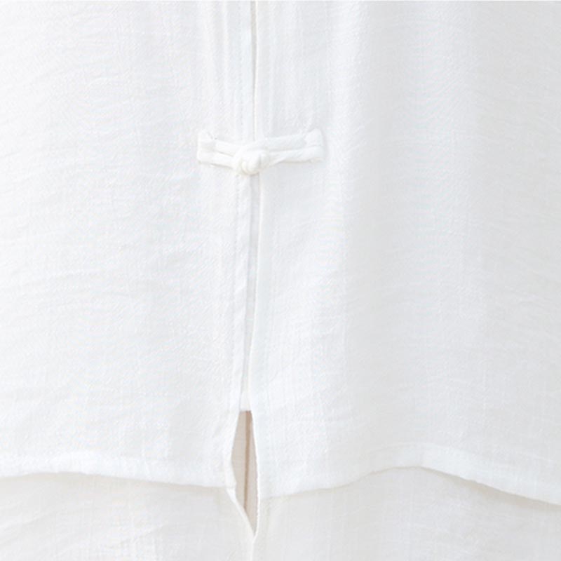 Buddha Stones 2Pcs Simple Chinese Frog Button Design Top Pants Meditation Yoga Zen Tai Chi Cotton Clothing Women's Set - image 12