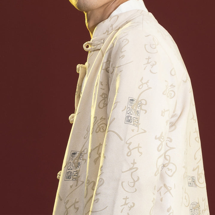 Buddha Stones Chinese Calligraphy Clothing Jacket Coat Tang Suit Men Clothing - image 8