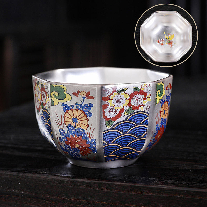 Buddha Stones Chrysanthemum Flowers Ceramic Teacup Kung Fu Tea Cup