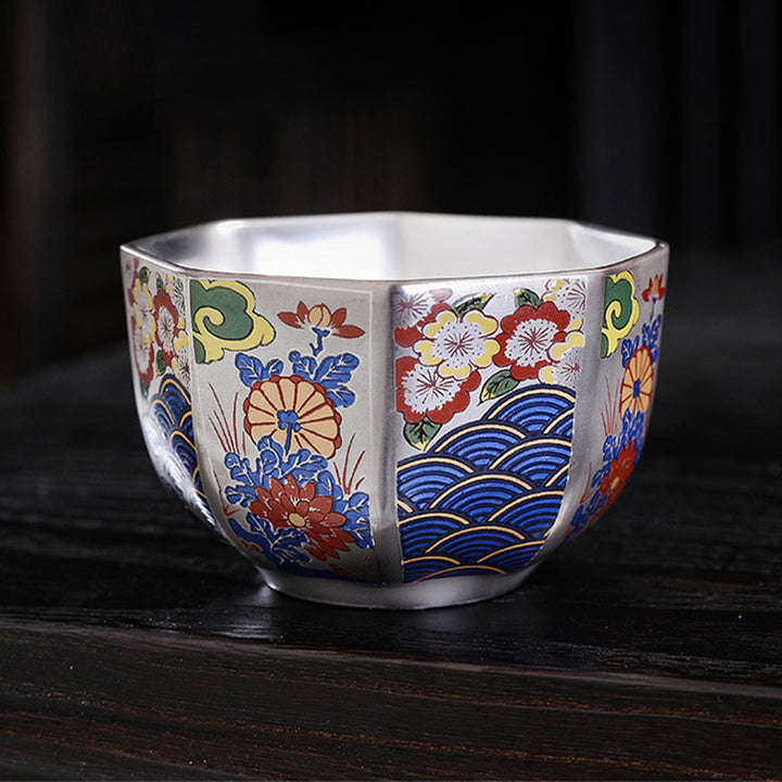 Buddha Stones Chrysanthemum Flowers Ceramic Teacup Kung Fu Tea Cup