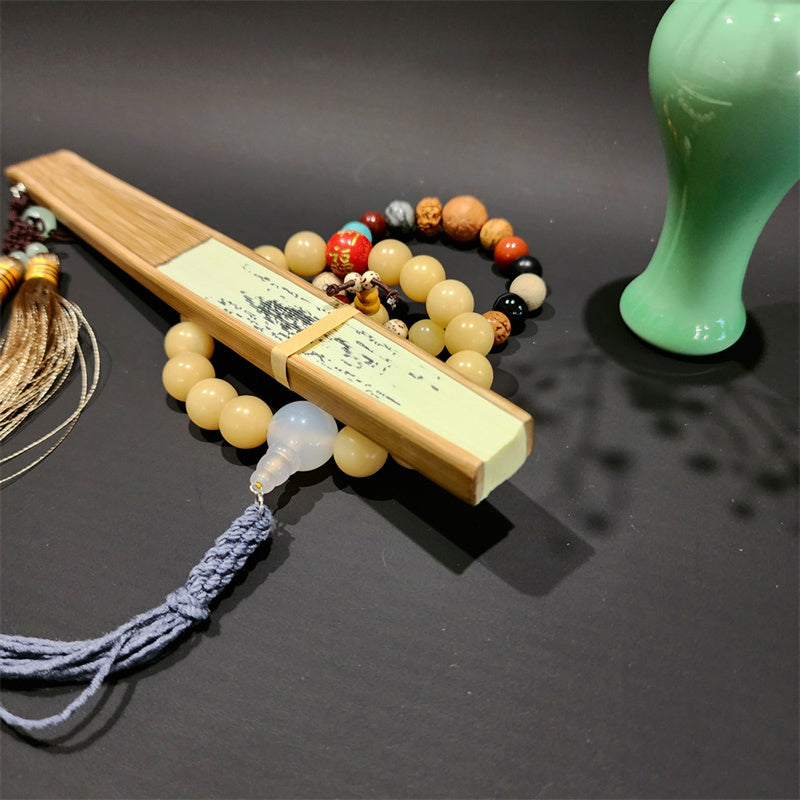 Buddha Stones A Panorama Of Rivers And Mountains Cranes Orchid Flower Paper Bamboo Handheld Silk Bamboo Folding Fan 22cm - image 6