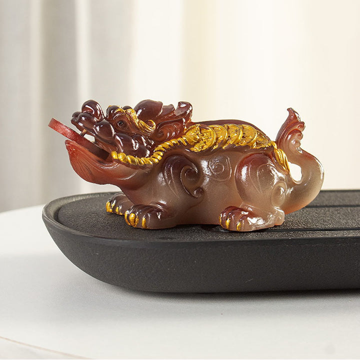 Buddha Stones Color Changing Small PiXiu Copper Coins Resin Tea Pet Wealth Home Figurine Decoration - image 2