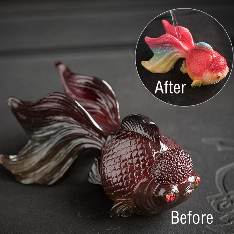 Buddha Stones Color Changing Koi Fish Resin Tea Pet Wealth Home Figurine Decoration - Multicolored Koi Fish 15.7*9.4*7.4cm - image 14