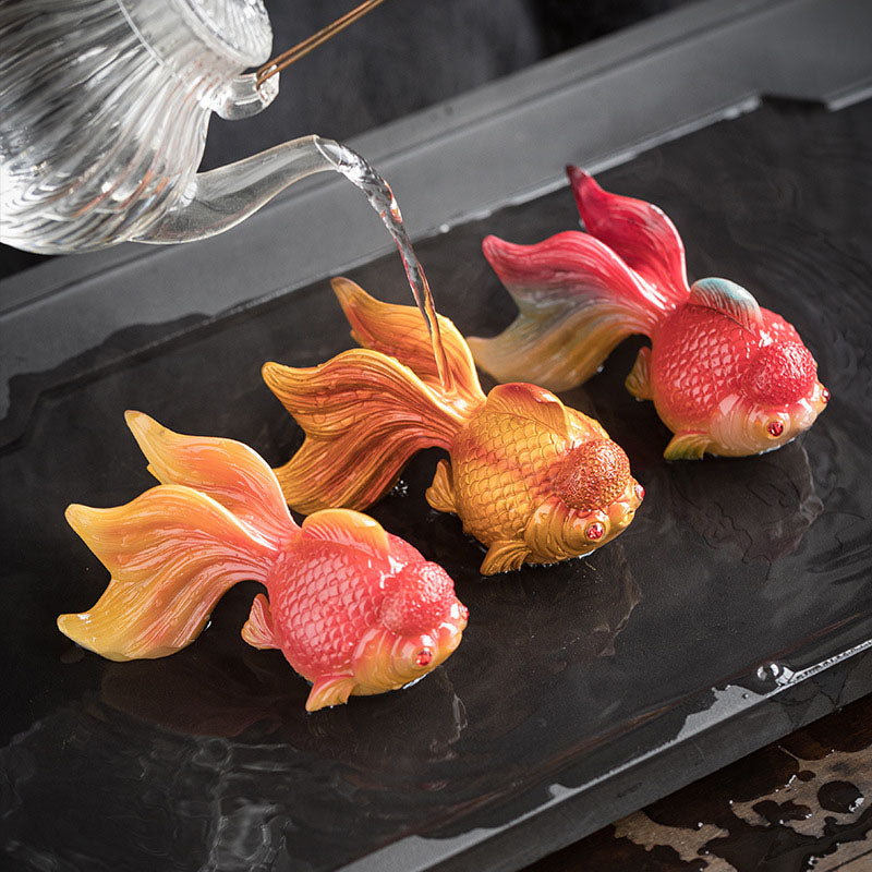 Buddha Stones Color Changing Koi Fish Resin Tea Pet Wealth Home Figurine Decoration - image 0