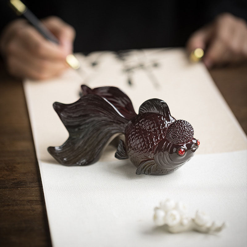 Buddha Stones Color Changing Koi Fish Resin Tea Pet Wealth Home Figurine Decoration - image 3