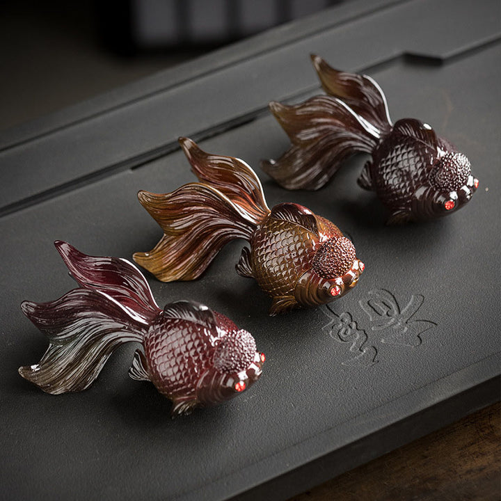 Buddha Stones Color Changing Koi Fish Resin Tea Pet Wealth Home Figurine Decoration - image 19