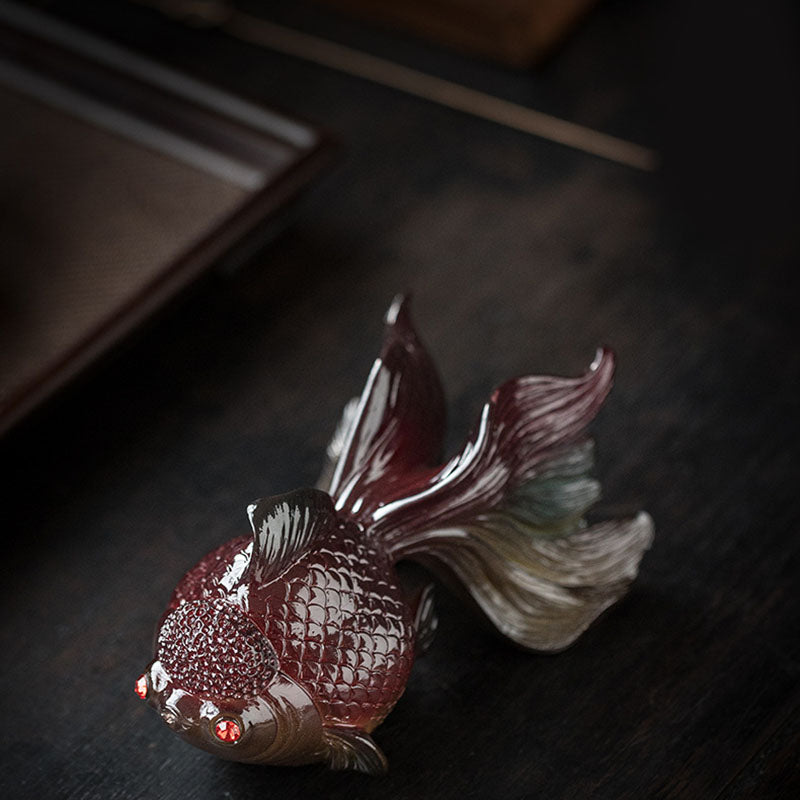 Buddha Stones Color Changing Koi Fish Resin Tea Pet Wealth Home Figurine Decoration - image 17