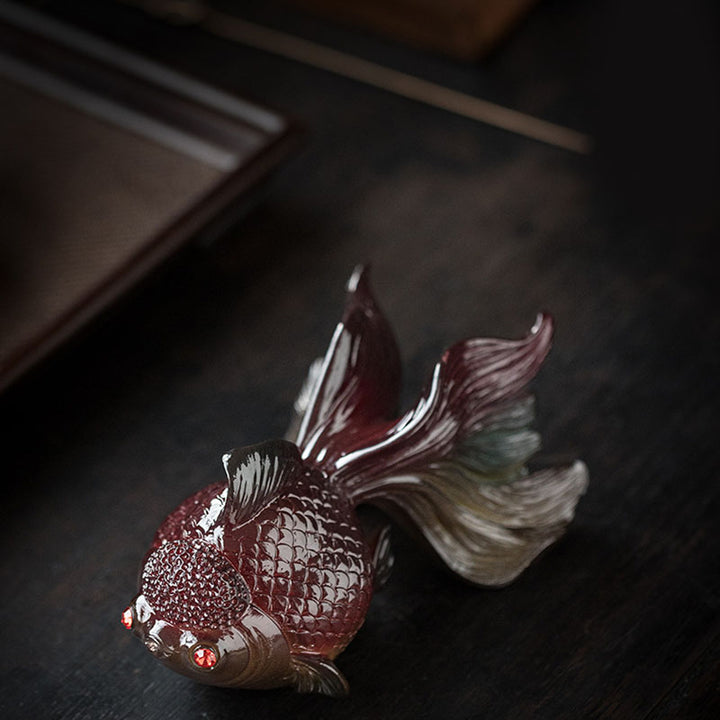 Buddha Stones Color Changing Koi Fish Resin Tea Pet Wealth Home Figurine Decoration - image 17
