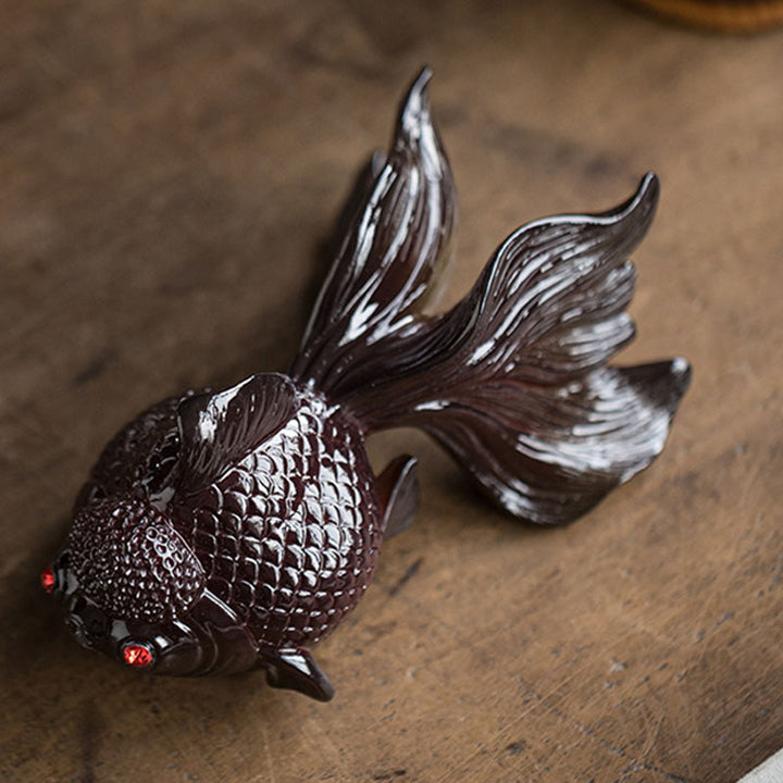 Buddha Stones Color Changing Koi Fish Resin Tea Pet Wealth Home Figurine Decoration - image 5