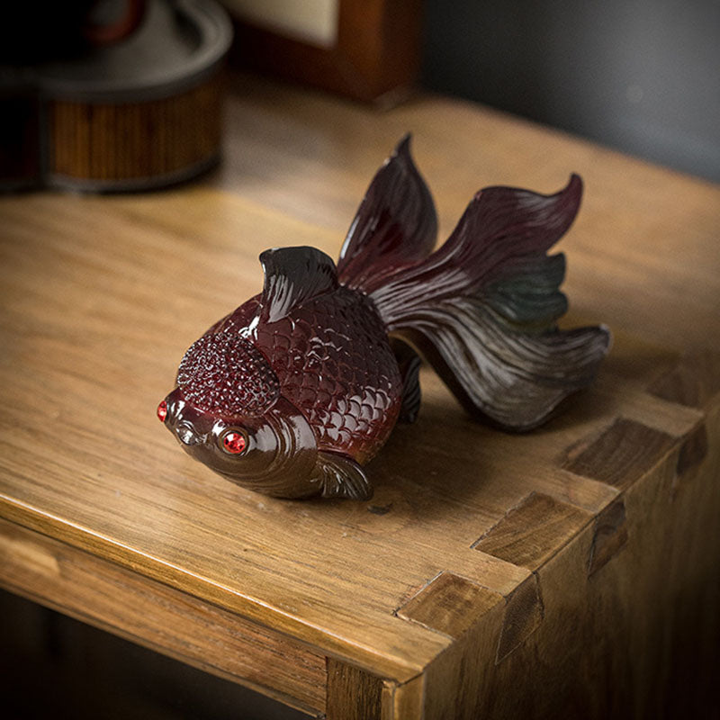 Buddha Stones Color Changing Koi Fish Resin Tea Pet Wealth Home Figurine Decoration - image 4