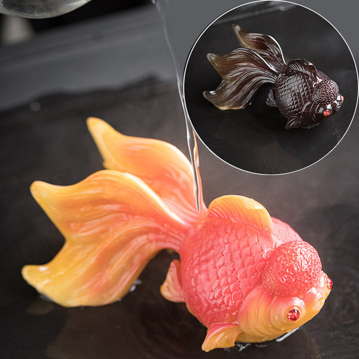 Buddha Stones Color Changing Koi Fish Resin Tea Pet Wealth Home Figurine Decoration - image 2