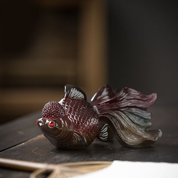 Buddha Stones Color Changing Koi Fish Resin Tea Pet Wealth Home Figurine Decoration - image 16