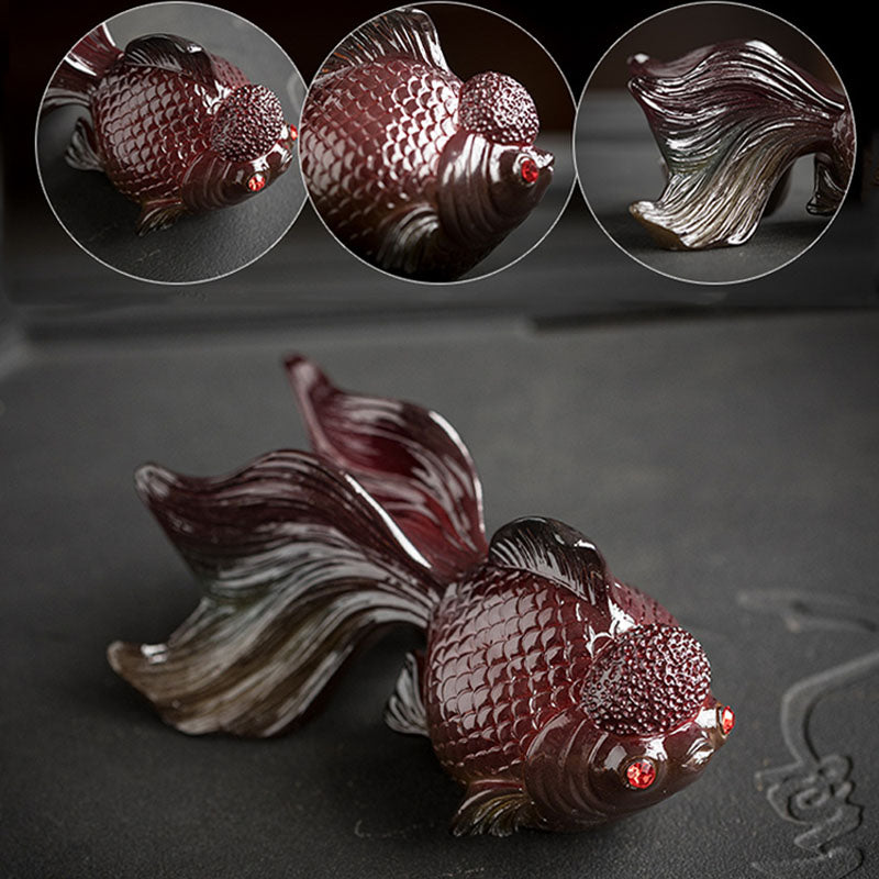 Buddha Stones Color Changing Koi Fish Resin Tea Pet Wealth Home Figurine Decoration - image 6