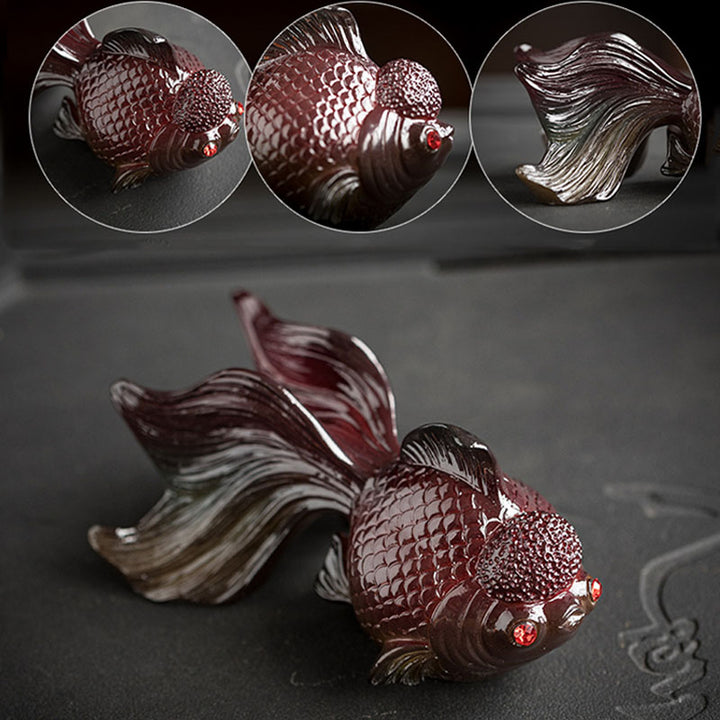 Buddha Stones Color Changing Koi Fish Resin Tea Pet Wealth Home Figurine Decoration - image 6