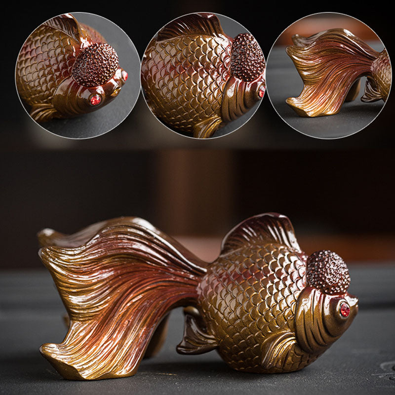 Buddha Stones Color Changing Koi Fish Resin Tea Pet Wealth Home Figurine Decoration - image 12