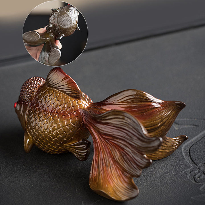 Buddha Stones Color Changing Koi Fish Resin Tea Pet Wealth Home Figurine Decoration - image 11