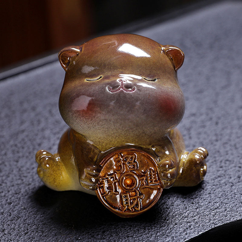Buddha Stones Color Changing Cute Mini Cat Resin Tea Pet Wealth Home Figurine Decoration - image 1