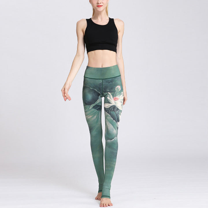 Buddha Stones Lotus Flower Print Design Pants Sports Fitness Yoga Leggings Women's Yoga Pants - image 6