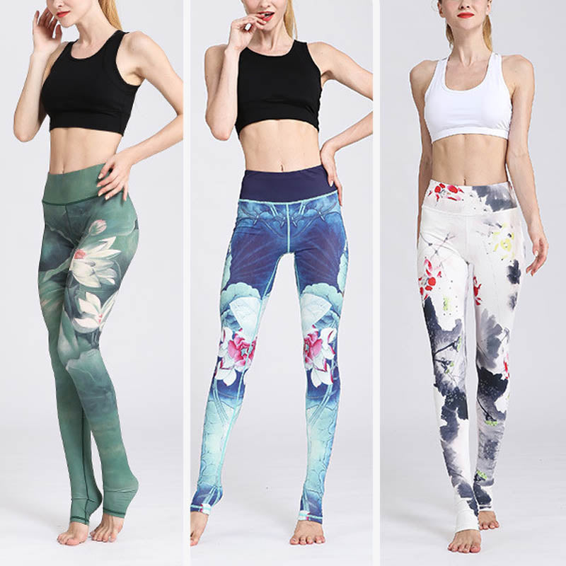 Buddha Stones Lotus Flower Print Design Pants Sports Fitness Yoga Leggings Women's Yoga Pants - image 32