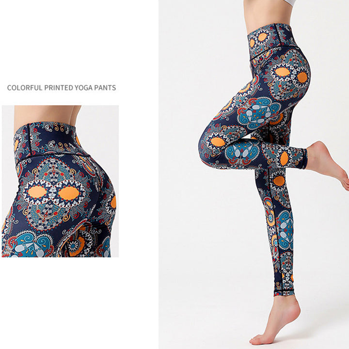 Buddha Stones Flowers Leaves Birds Print Pants Sports Fitness Yoga Dance Leggings Women's Yoga Pants