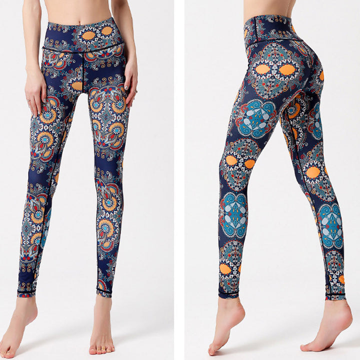 Buddha Stones Flowers Leaves Birds Print Pants Sports Fitness Yoga Dance Leggings Women's Yoga Pants