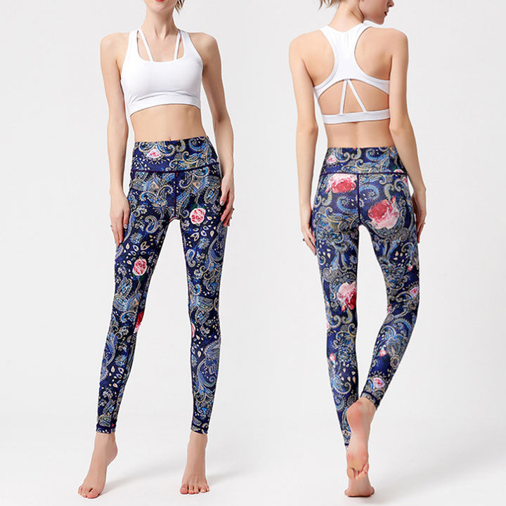 Buddha Stones Flowers Leaves Birds Print Pants Sports Fitness Yoga Dance Leggings Women's Yoga Pants