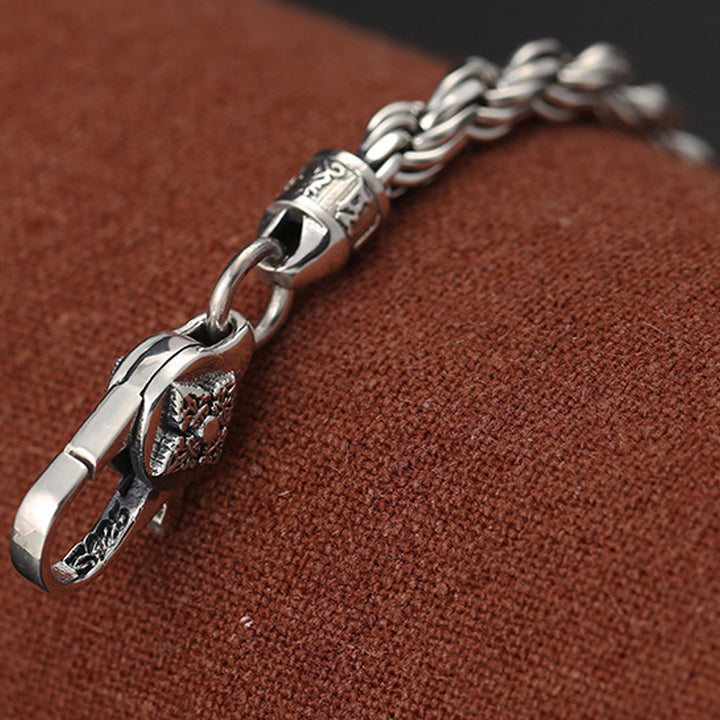 Buddha Stones 925 Sterling Silver Tibet Om Mani Padme Hum Double Dorje Vajra Twisted Design Peace Love Bracelet - image 5