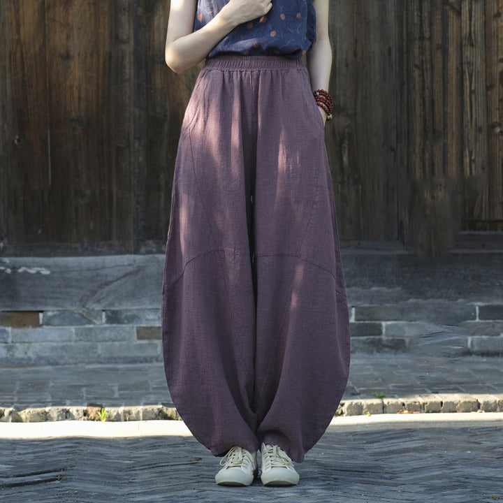 Buddha Stones Pants Harem Trousers Loose Zen Yoga Tai Chi Women's Pants - Purple(Fleece Lined) - US8-10，UK/AU12-14，EU40-42 (L)  - image 4
