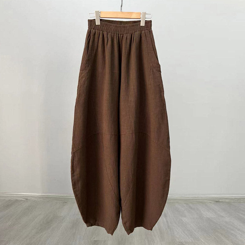 Buddha Stones Cotton Linen Pants Harem Trousers Loose Zen Yoga Tai Chi Women's Pants - Brown(Regular Style) - US8-10，UK/AU12-14，EU40-42 (L)  - image 35
