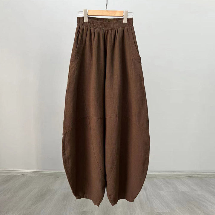 Buddha Stones Cotton Linen Pants Harem Trousers Loose Zen Yoga Tai Chi Women's Pants - Brown(Regular Style) - US8-10，UK/AU12-14，EU40-42 (L)  - image 35