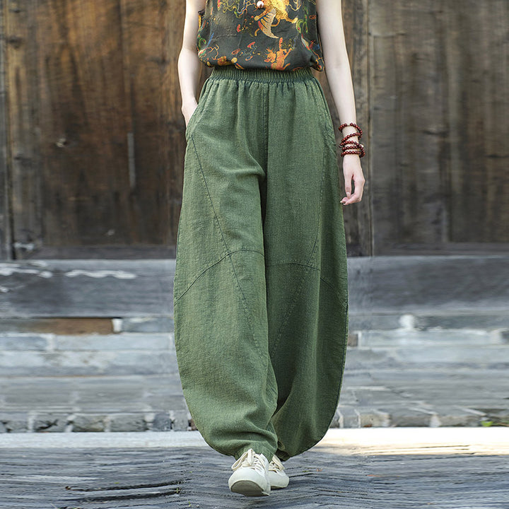 Buddha Stones Cotton Linen Pants Harem Trousers Loose Zen Yoga Tai Chi Women's Pants - image 19