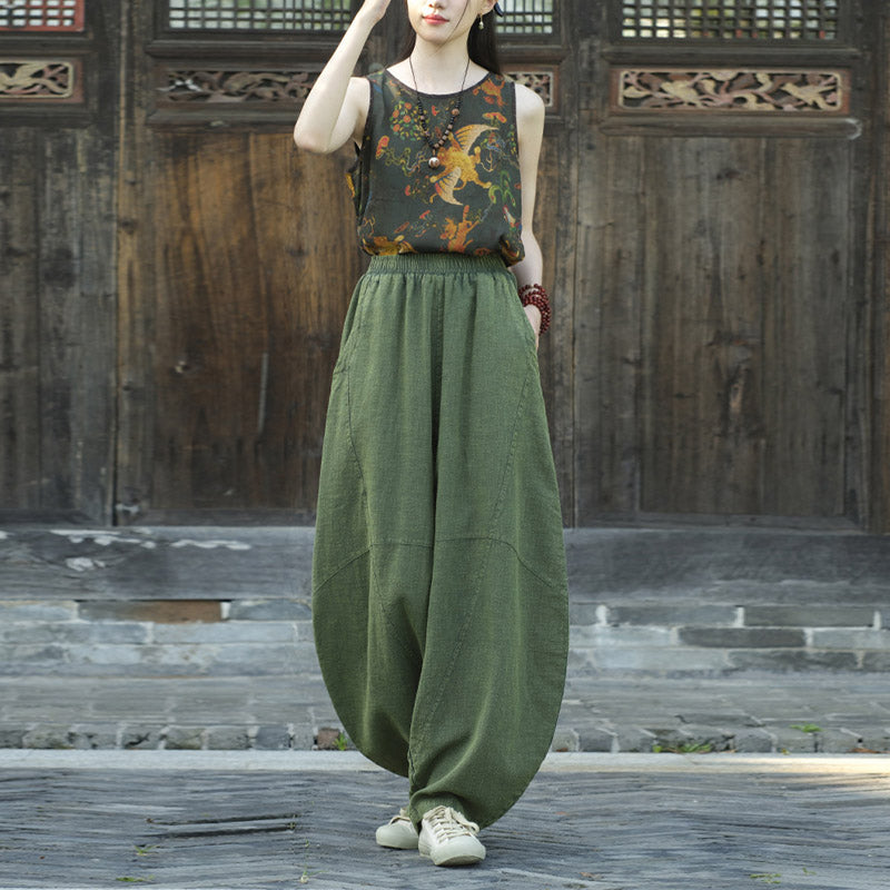 Buddha Stones Cotton Linen Pants Harem Trousers Loose Zen Yoga Tai Chi Women's Pants