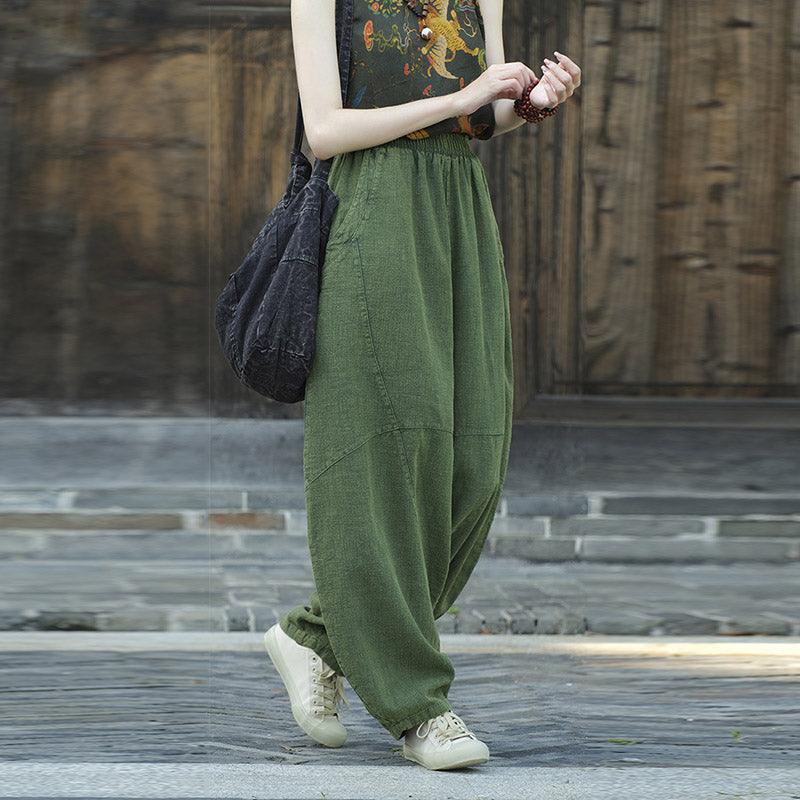 Buddha Stones Cotton Linen Pants Harem Trousers Loose Zen Yoga Tai Chi Women's Pants - image 15