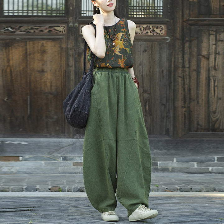 Buddha Stones Cotton Linen Pants Harem Trousers Loose Zen Yoga Tai Chi Women's Pants - image 29