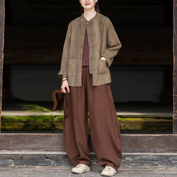 Buddha Stones Cotton Linen Pants Harem Trousers Loose Zen Yoga Tai Chi Women's Pants - image 36