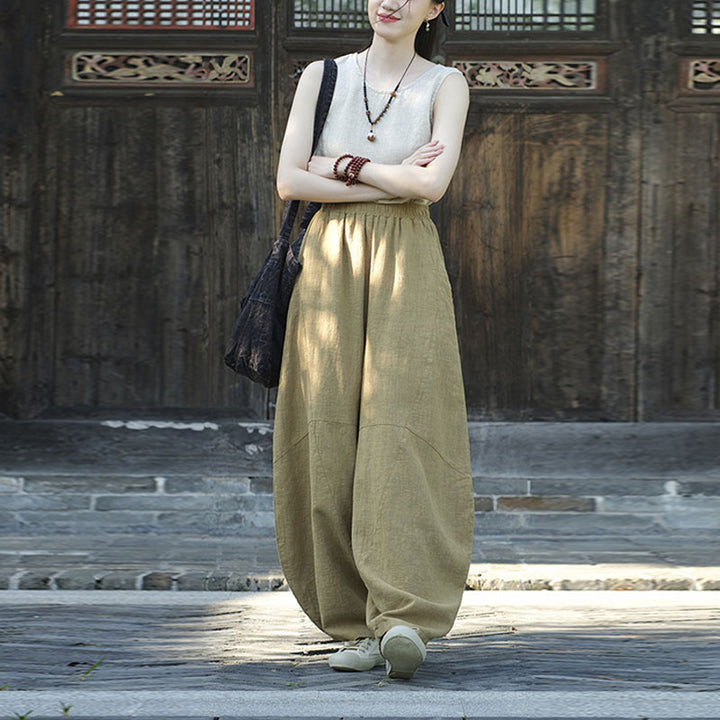 Buddha Stones Cotton Linen Pants Harem Trousers Loose Zen Yoga Tai Chi Women's Pants - image 12