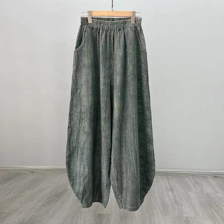 Buddha Stones Ramie Cotton Linen Pants Tie-dye Design Trousers Loose Zen Yoga Women's Pants with Pockets - Gray(Regular Style) - US8-10，UK/AU12-14，EU40-42 (L)  - image 33