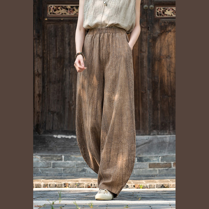 Buddha Stones Ramie Cotton Linen Pants Tie-dye Design Trousers Loose Zen Yoga Women's Pants with Pockets - image 3