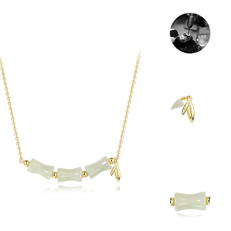 Buddha Stones 925 Sterling Silver Hetian Jade Bamboo Fu Character Prosperity Necklace Pendant Bracelet - image 10