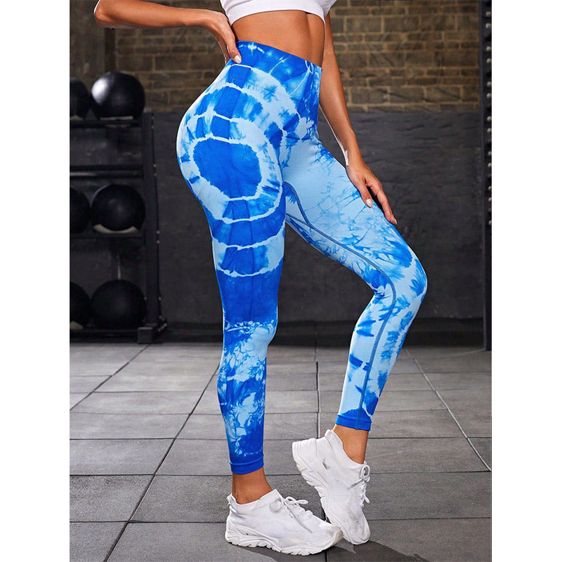 Buddha Stones Tie Dye Print Pants Sports Fitness Yoga High Waist Leggings Women's Yoga Pants - image 11