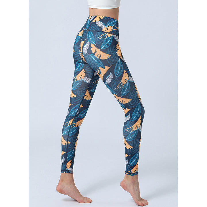 Buddha Stones Leaves Print Pants Sports Fitness Yoga High Waist Leggings Women's Yoga Pants - image 14
