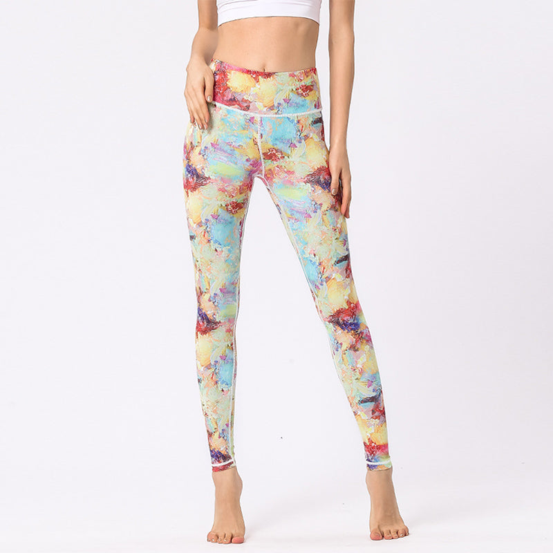 Buddha Stones Multicolored Print Flowers Pants Sports Exercise Fitness High Waist Leggings Women's Yoga Pants - image 1