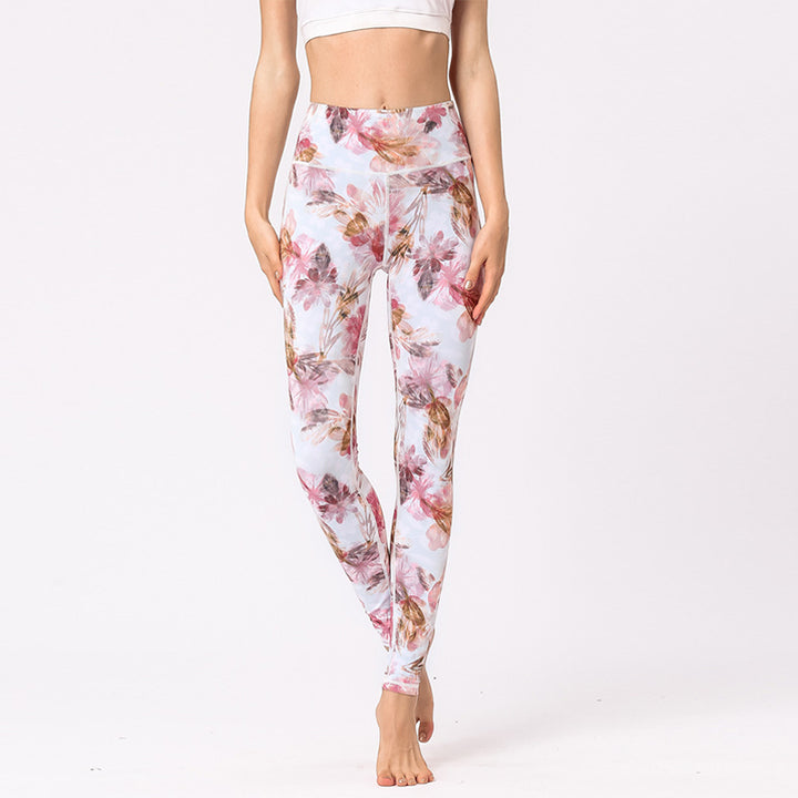 Buddha Stones Multicolored Print Flowers Pants Sports Exercise Fitness High Waist Leggings Women's Yoga Pants