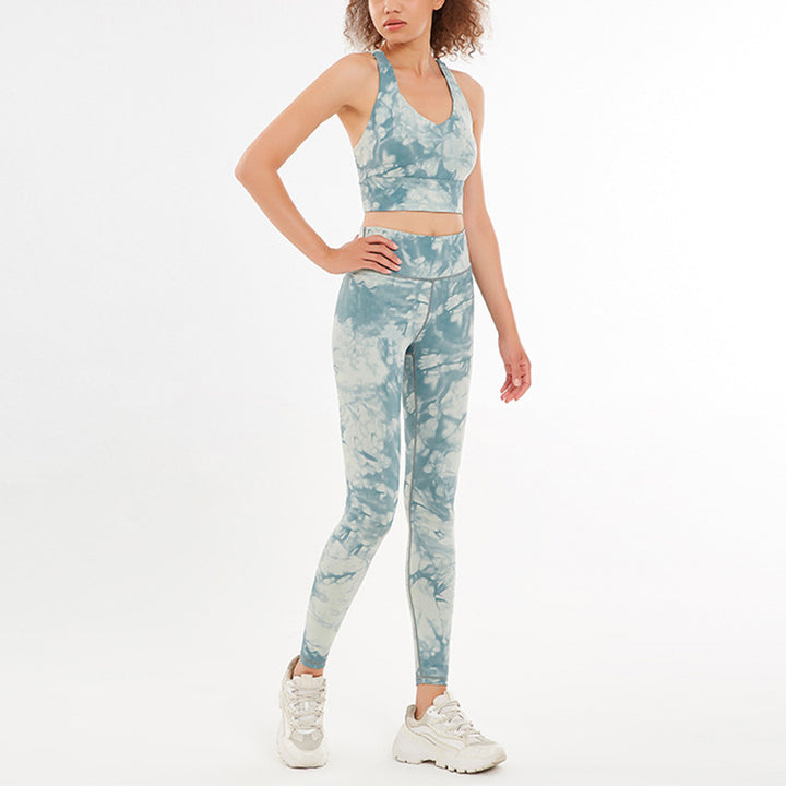 Buddha Stones 2Pcs Floral Flowers Print Crop Tank Top Pants Sports Gym Outfits Fitness Yoga Women's Yoga Sets - Green - US12，UK/AU16，EU44 (XL)  - image 3