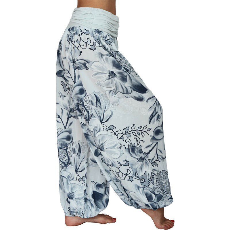 Buddha Stones Flower Leaves Pattern Loose Harem Trousers Women's Yoga Pants - image 20