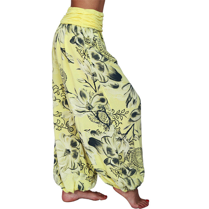 Buddha Stones Flower Leaves Pattern Loose Harem Trousers Women's Yoga Pants - image 11