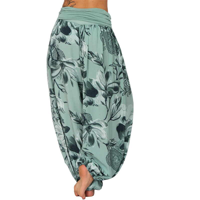 Buddha Stones Flower Leaves Pattern Loose Harem Trousers Women's Yoga Pants - image 30